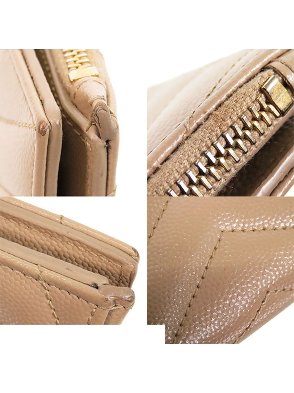 Saint Laurent Monogram Zip Wallet Beige Leather Cassandra Compact Bifold - Picture 5 of 9